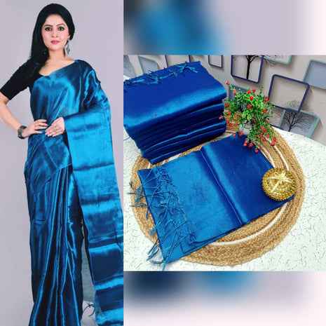 Premium Quality Raga Tissue  Soft Silk Saree - LTS158  Peacock Blue