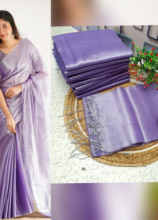 Premium Quality Raga Tissue  Soft Silk Saree - LTS155  Lavender