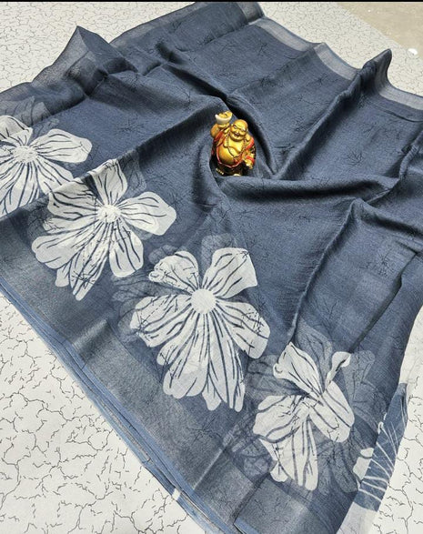 Original Linen Cotton - LT40 saree Grey