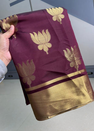 Lotus Glow Saree Deep Wine