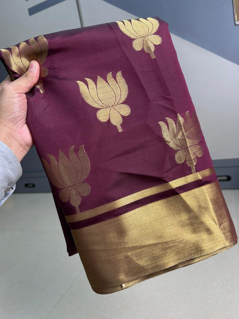Lotus Glow Saree Deep Wine