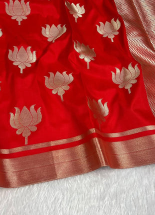 Lotus Glow Saree Red