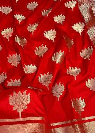 Lotus Glow Saree Red