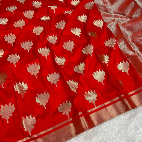 Lotus Glow Saree Red