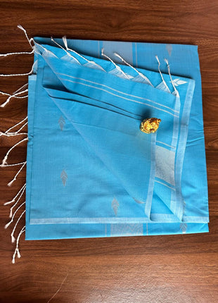 Luna Silk Cotton Sarees - Sky Blue