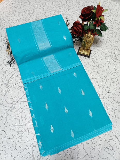 Luna Silk Cotton Sarees - Sky Blue
