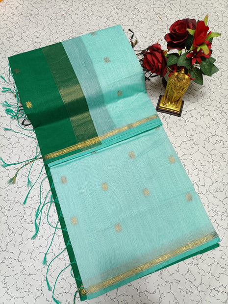 Luna Silk Cotton Sarees - LTS148 Light Aqua Green