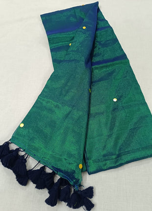 Premium Quality Raga Tissue Soft Silk Saree -  LTS142 Green & Teal Mix