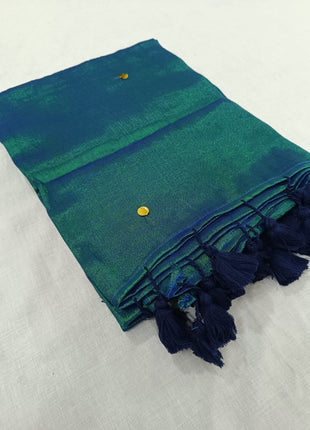 Premium Quality Raga Tissue Soft Silk Saree -  LTS142 Green & Teal Mix