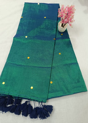 Premium Quality Raga Tissue Soft Silk Saree -  LTS142 Green & Teal Mix