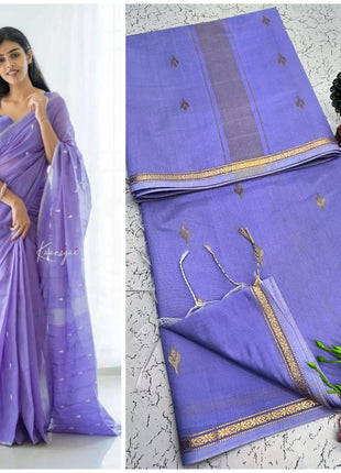 Luna Silk Cotton Saree - LTS150 Light Lavender