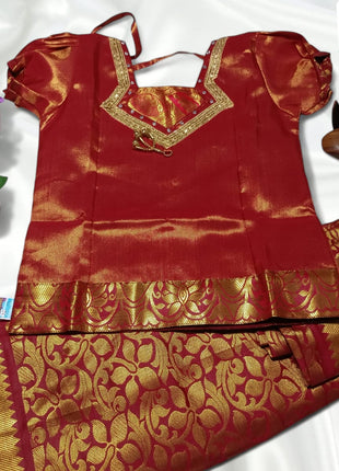 Deep Marron With Gold - Soft Silk Cotton