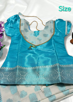 Skyblue With White - Soft Silk Cotton