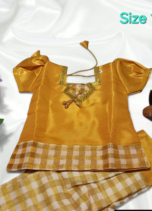 Mustard Yellow With Off White - Soft Silk Cotton