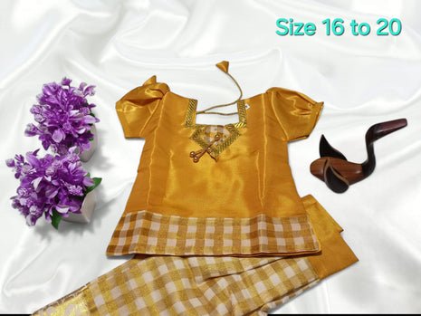 Mustard Yellow With Off White - Soft Silk Cotton