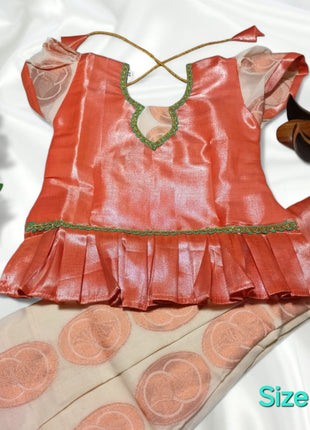 Peach With White - Soft Silk Cotton