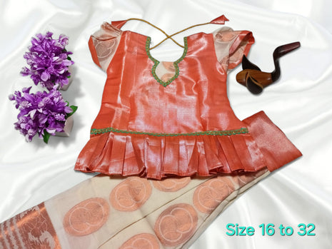 Peach With White - Soft Silk Cotton