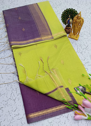 Luna Silk Cotton Sarees - Magenta & Green