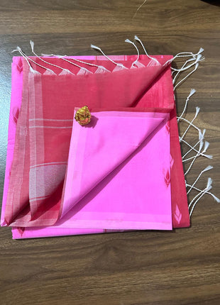 Luna Silk Cotton Saree - LTS166 Baby Pink & Red