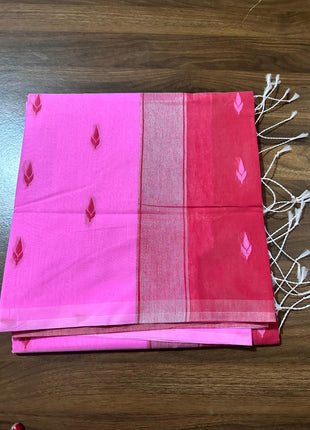 Luna Silk Cotton Saree - LTS166 Baby Pink & Red