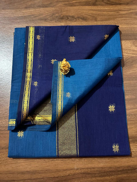 Luna Silk Cotton Saree - LTS168  Blue & Navyblue