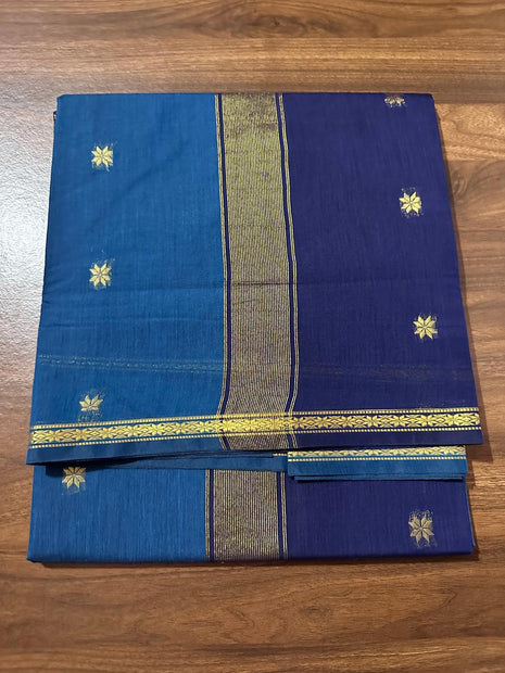Luna Silk Cotton Saree - LTS168  Blue & Navyblue