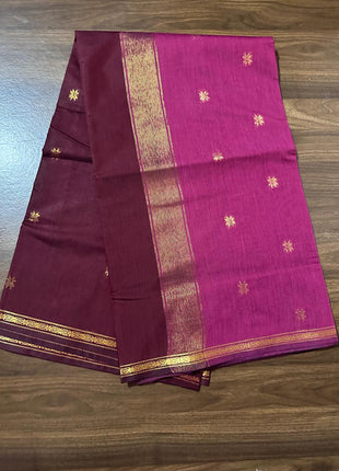 Luna Silk Cotton Saree - LTS169 Pink & Maroon