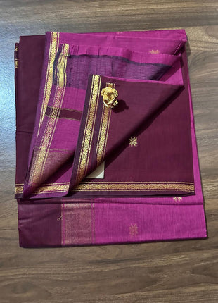Luna Silk Cotton Saree - LTS169 Pink & Maroon