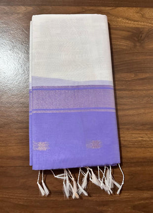 Luna Silk Cotton Saree - LTS171 Lavender & White