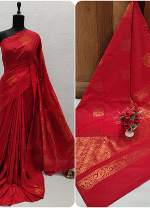 Fancy Soft Silk Butta Saree - Red