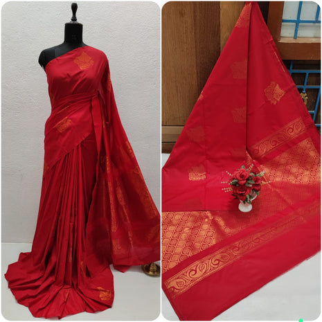 Fancy Soft Silk Butta Saree - Red