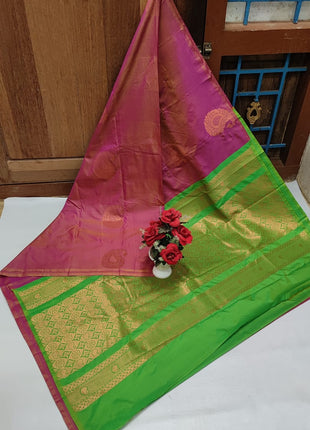 Fancy Soft Silk Butta Sarees- Pink And Green