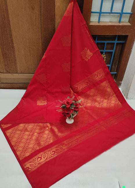 Fancy Soft Silk Butta Saree - Red