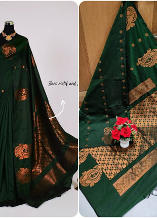 Fancy Soft Silk Butta Saree - Green