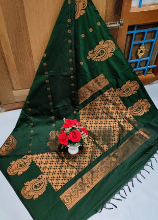 Fancy Soft Silk Butta Saree - Green