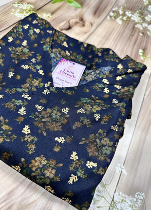 Navy Blue With Floral Prints - LTC27