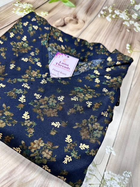 Navy Blue With Floral Prints - LTC27