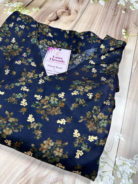 Navy Blue With Floral Prints - LTC27