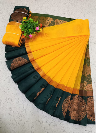 Uppada Kotanji Contrast Border Silk Cotton Sarees