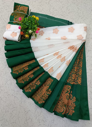 Uppada Kotanji Contrast Border Silk Cotton Sarees