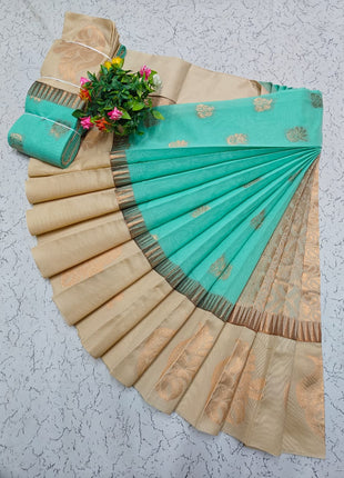 Uppada Kotanji Contrast Border Silk Cotton Sarees