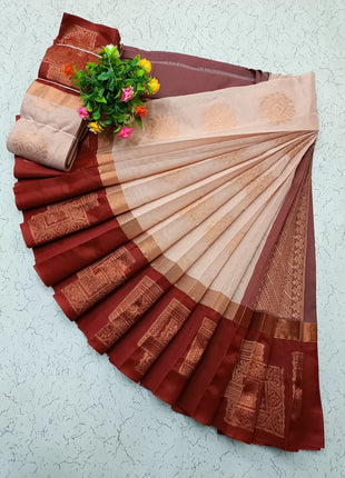 Uppada Kotanji Contrast Border Silk Cotton Sarees