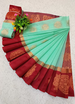 Uppada Kotanji Contrast Border Silk Cotton Sarees