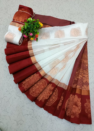 Uppada Kotanji Contrast Border Silk Cotton Sarees