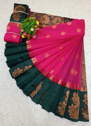 Uppada Kotanji Contrast Border Silk Cotton Sarees
