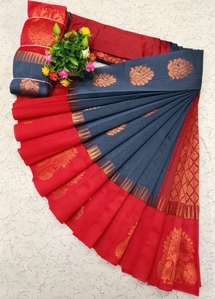 Uppada Kotanji Contrast Border Silk Cotton Sarees