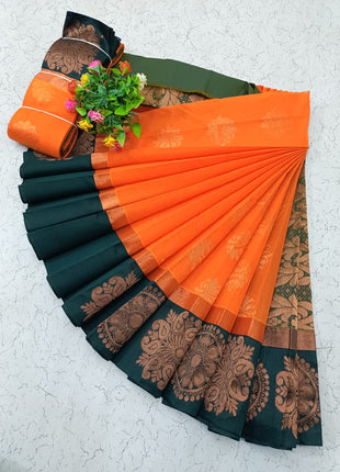 Uppada Kotanji Contrast Border Silk Cotton Sarees