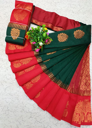 Uppada Kotanji Contrast Border Silk Cotton Sarees