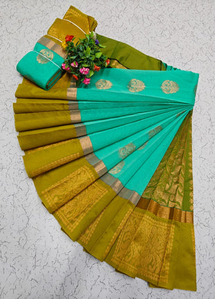 Uppada Kotanji Contrast Border Silk Cotton Sarees