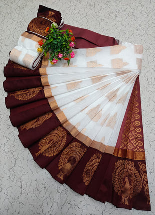 Uppada Kotanji Contrast Border Silk Cotton Sarees